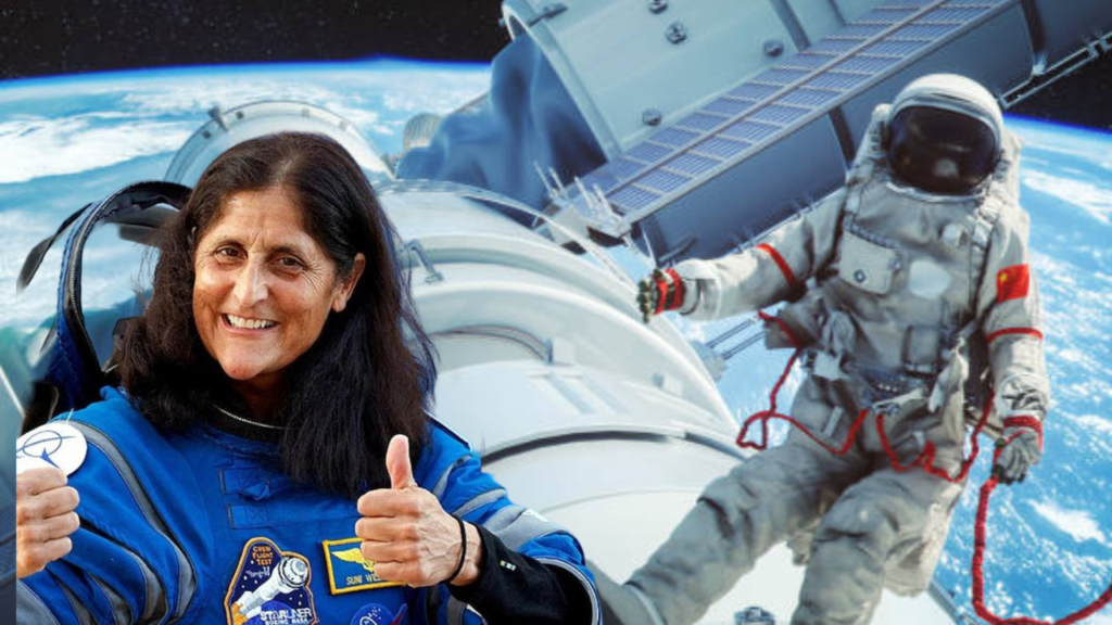 NASA astronaut Sunita Williams returning to Earth in the SpaceX Dragon capsule.